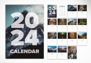 2024 Wall Calendar with Landscape Pictures A3