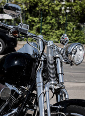 Fototapeta na wymiar chrome motorcycle front view.