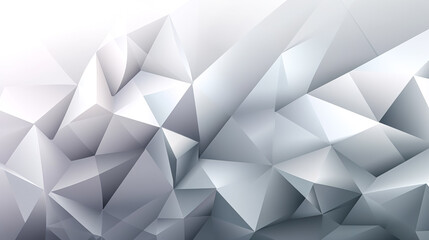 Abstract low poly background of triangles in white colors, generative AI.