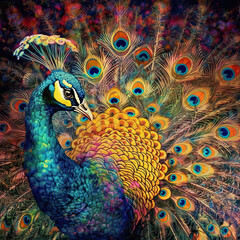 Fantastical Peacock Delight: Ethereal Beauty in a Vibrant and Dreamlike Form Created Using Generative Ai