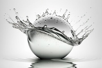 Water splash in circle shape isolated on white background. generative AI
