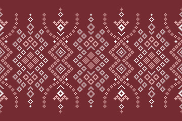 Red traditional ethnic pattern paisley flower Ikat background abstract Aztec African Indonesian Indian seamless pattern for fabric print cloth dress carpet curtains and sarong