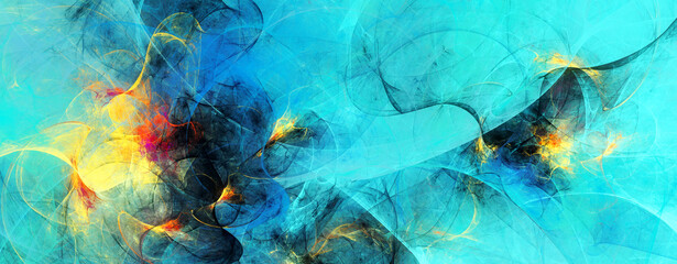 Abstract bright turquoise background. Fractal artwork for creative graphic design