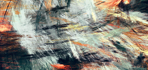 Abstract grey and orange grunge paint background. Fractal artwork for creative graphic design