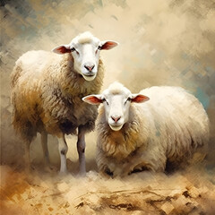 Fototapeta premium Eid al Adha Mubarak Islamic festival social media banner and Eid Mubarak Post Template sheep and lamb 
