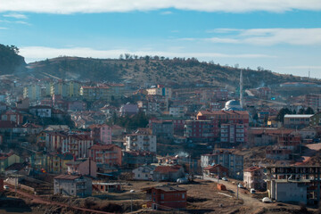 Small town houses built on a hill