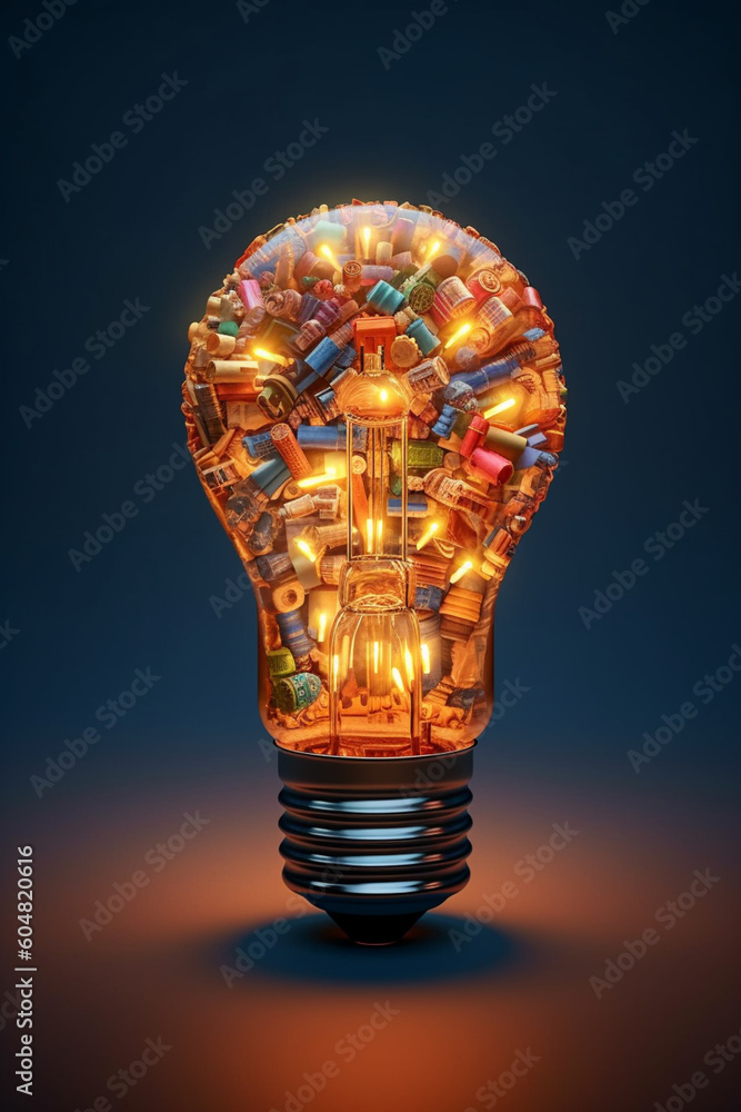 Fototapete a captivating paper-cut design of a lightbulb with puzzle pieces interlocking inside, representing h