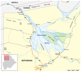 vector map of the Okavango Delta in Botswana - obrazy, fototapety, plakaty