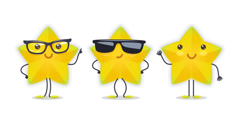 Carambola Character with Various Face Expressions