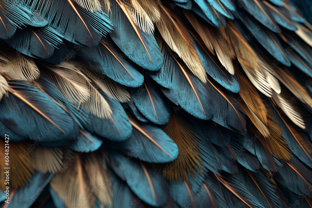 Poster a macro photograph of feather barbs and vanes, showcasing the intricate details and unique textures 