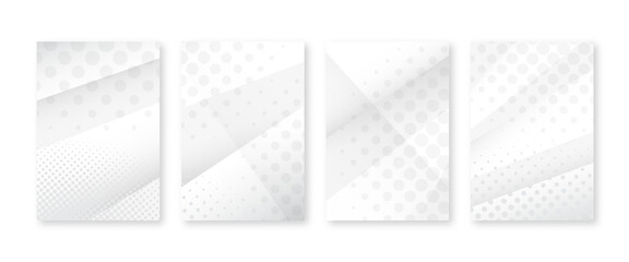 Minimal covers set. Halftone dots pattern. Grey paper background