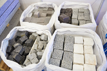 Granite paving stones in bag