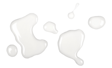 Spilled milk puddle isolated on white background and texture, top view