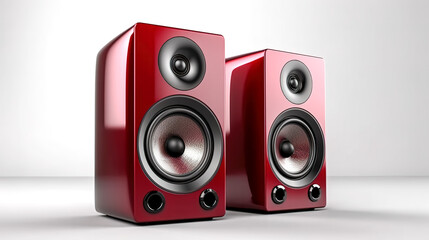 Fototapeta premium Music speakers on light background, generative AI.