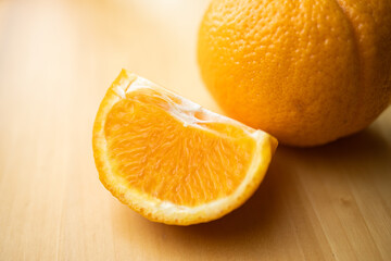 Fresh mandarin orange close up on the table. Asian Tropical fruits