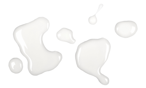 Spilled milk puddle isolated on white background and texture, top view