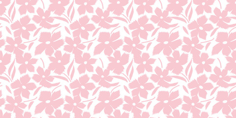 Floral illustration background. Seamless pattern.Vector. 花のイラストパターン