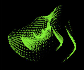 3d dynamic node of big data dots science. Wave infinity sinusoid line from particles. Swirl hill electric neon bulge explosion. Vibrate waveform sphere background. Flower research science net points.