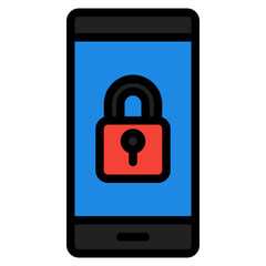 Smartphone security icon in filled line style, use for website mobile app presentation