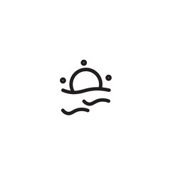 Beach Sea Sunny Outline Icon