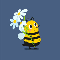 Friendly bee with flowers