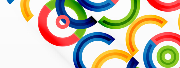 Obraz premium Circles are arranged in a grid pattern abstract background and feature a range of different colors, including shades of various colors. Template for wallpaper, banner, presentation, background