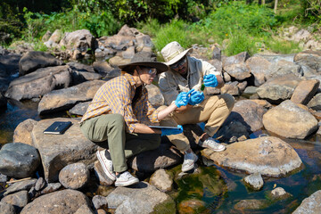 water day and World environment day concept.Environmental engineers inspect water quality at...