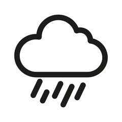 Cartoon cloud icon with raindrops. A cheerful cloud illustration with raindrops falling from it, evoking the imagery of rain showers and a refreshing downpour.