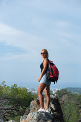 Naklejka premium Free Happy Woman Enjoying Nature. Freedom concept. Enjoyment.