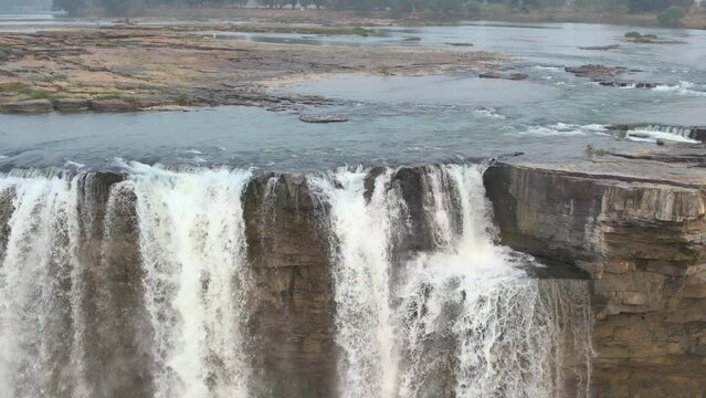 Drone view of Chitrakoot waterfall in Chattissgarh, India
