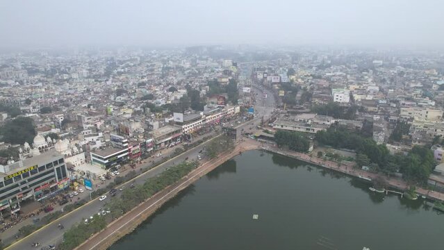 Drone view of Raipur city in Chhattisgarh, India.