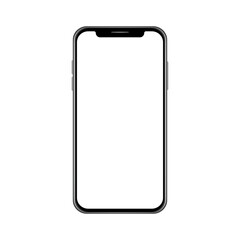 Smartphone Mobile White Display Black Frame Device Realistic Mockup Vector Illustration