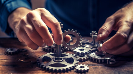 person working with gear