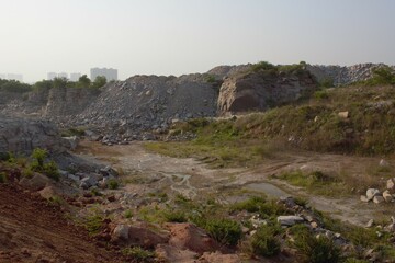 Hills are making room for concrete jungle in Hyderabad, Telangana, India 