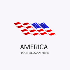 America Flag Gradient Logo Vector Template