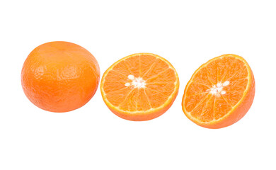 tangerine or mandarin fruit with leaves isolated transparent png