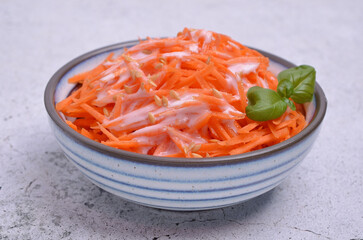 Carrot salad with white flax seeds
