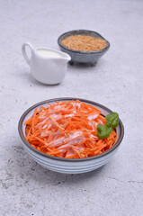 Carrot salad with white flax seeds