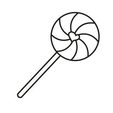 Sweets candies, lollipop Isolated doodle. Outline vector illustration. Icon sweet concept.