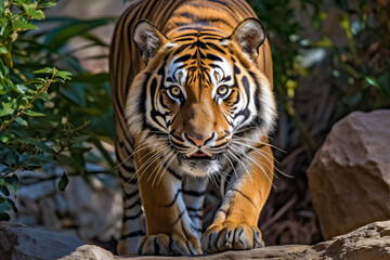 Obraz premium frontal view of a tiger, generative ai