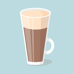 Delicious cup of coffee. Cappuccino latte glace frappe mocha. Drink vector illustration design.