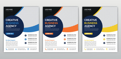 Creative business agency flyer template design . marketing, business proposal, promotion, advertise, publication, cover page. marketing social media post template.