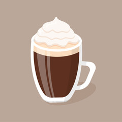 Delicious cup of coffee. Cappuccino latte glace frappe mocha. Drink vector illustration design.