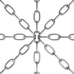 Strained chains from metal. Security and power concept. Isolated on transparent png background