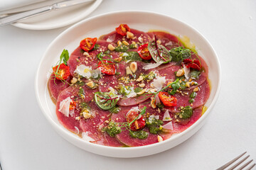 beef carpaccio in the restaurant