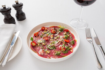 beef carpaccio in the restaurant