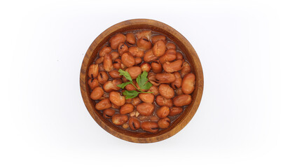 foul beans dip, traditional egyptian, middle eastern food foul medames isolated, top-view