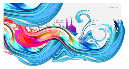 vector background, art, design, abstract modern graphic elements ramadhan kareem, color 3d Gradient abstract banners with flowing liquid shapes.illustration contrast colors