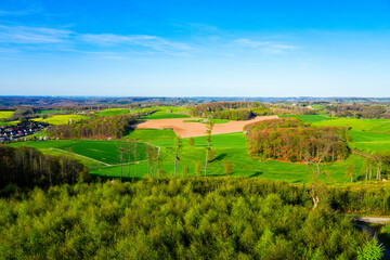 Fototapeta na wymiar Landscape at Ebberg near Balve. Green nature with forests and meadows. 
