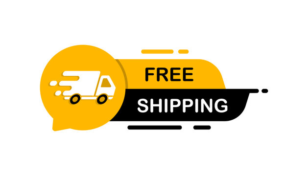 Free shipping vector sticker design. Shipping fast. Free delivery service badge. Fast delivery, express and urgent shipping, services, quick move. Service 24 7. Vector illustration